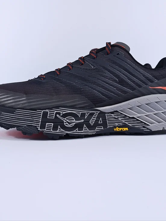 Hoka Speedgoat 4 Mens 11 Trail Hiking Running Shoes Vibram Cushioned Black - Picture 11 of 16
